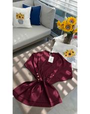 bordo 1100 kolu düğmeli triko tunik