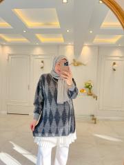 antrasit 51118 baklava desen simli kazak