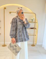 gri leopar bağcıklı kimono