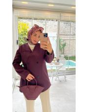 bordo 2816 yandan bağlamalı blazer ceket
