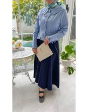 lacivert 2979 fermuarlı kesimli çan etek 2