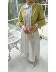 beyaz 2348 scuba fermuarlı etek