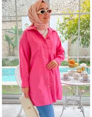 pembe tensel viskon gömlek