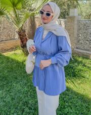 bebe mavi eteği pilise hakim yaka tunik