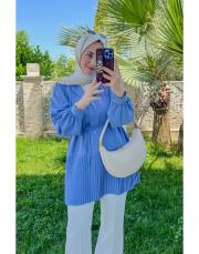 bebe mavi eteği pilise hakim yaka tunik 2