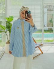 mavi 1436 şanzelize gömlek