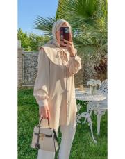 taş 7507 bebe yaka işlemeli kalpli taş düğmeli tunik 2