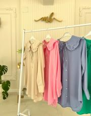 bebe mavi 7644 fırfırlı bebe yaka boncuk işlemeli tunik