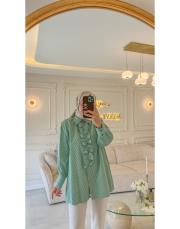 lacivert taş işlemeli biye kemerli gömlek 2