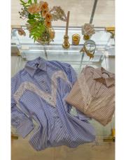 vizon güpür detaylı bağcıklı gömlek 2