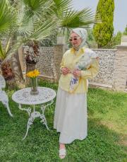 ekru beli lastikli etek