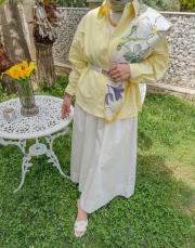 ekru beli lastikli etek 2