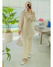 bej 7532 boncuk işleme güfta model gömlek