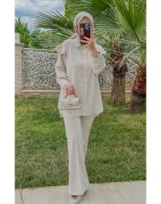 bej krep ispanyol pantolon