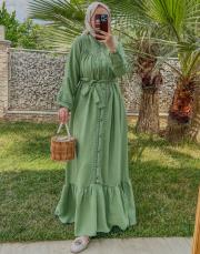 soft yeşil 7853 güpür detay elbise