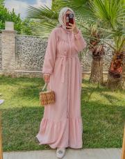 tatlı pembe 7853 güpür detay elbise