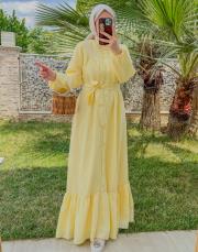tatlı sarı 7853 güpür detay elbise