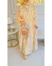 soft turuncu bıcır çiçek elbise 2