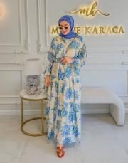 mavi salkım desen elbise 2