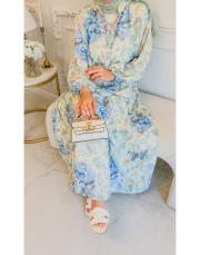 mavi rose desen elbise 2