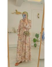 lila yakalı flowers elbise