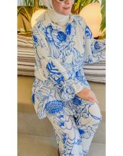 mavi 2388 mavi desenli büzgülü takım 2