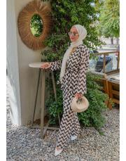 siyah krem 3595 kimono takım