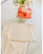 krem delik işi kemerli triko elbise 3