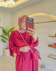 bordo fular detaylı sandy takım