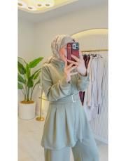 yeşil 22772 kemerli modal takım