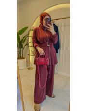 bordo 22772 kemerli modal takım 2