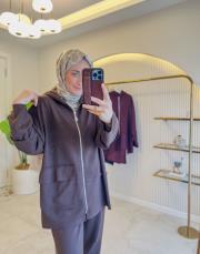 acı kahve 22785 sırt detaylı modal takım