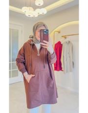 çikolata kahve mk fermuarlı kanguru cepli hırka 2