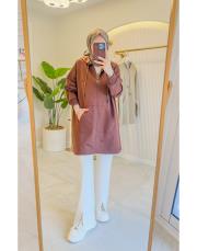 çikolata kahve mk fermuarlı kanguru cepli hırka 3