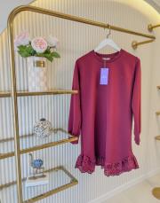 bordo mk etek ucu dantelli sweat
