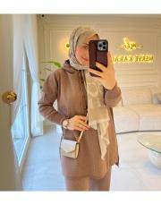 mocha 4158 simli kapüşonlu triko takım 2