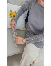 gümüş gri 4106 kolu düğmeli triko tunik 2