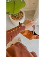 acı kahve 4106 kolu düğmeli triko tunik 2