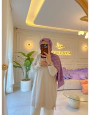 krem 4106 kolu düğmeli triko tunik