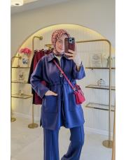 lacivert bağlamalı modal takım