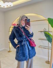 lacivert tüylü yelek