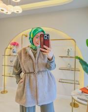 vizon 2049 incili taşlı tüylü yelek