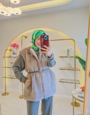 vizon 2049 incili taşlı tüylü yelek 2