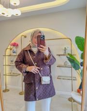 kahve 2257 kapitone ceket