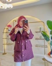 bordo 2257 kapitone ceket