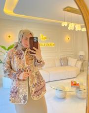 kahve retro desen kapitone ceket 2