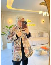 pembe retro desen kapitone ceket 2