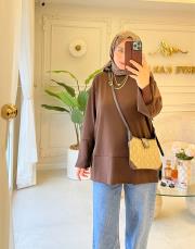 acı kahve 24371 modal tunik