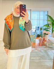 haki 24378 etek ucu pilise sweat