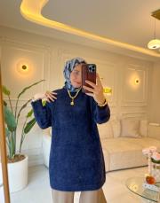 lacivert 5033 ışıltılı yumoş tunik